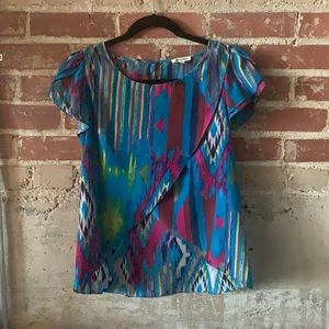 Silky, flowy multicolored top